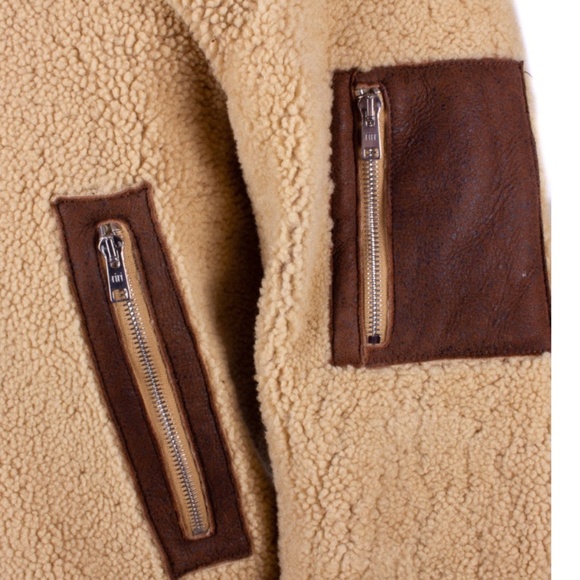 OVADIA & SONS Tan Lamb Fur MA-1 Bomber Style Jacket - Picture 6 of 9